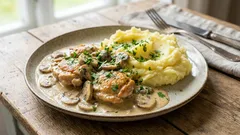 Kuracie mäso v smotanovej hubovej omáčke: jednoduché jedlo s náznakom reštauračného štýlu